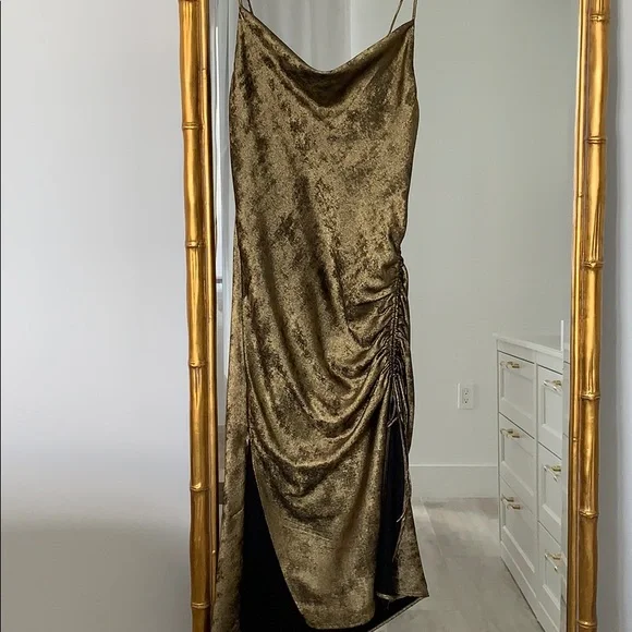 Zara | Dresses | Zara Gold Brass Metallic Effect Camisole Dress | Poshmark